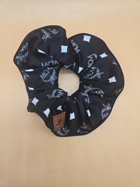 MCM Black Logo Silk Scrunchie